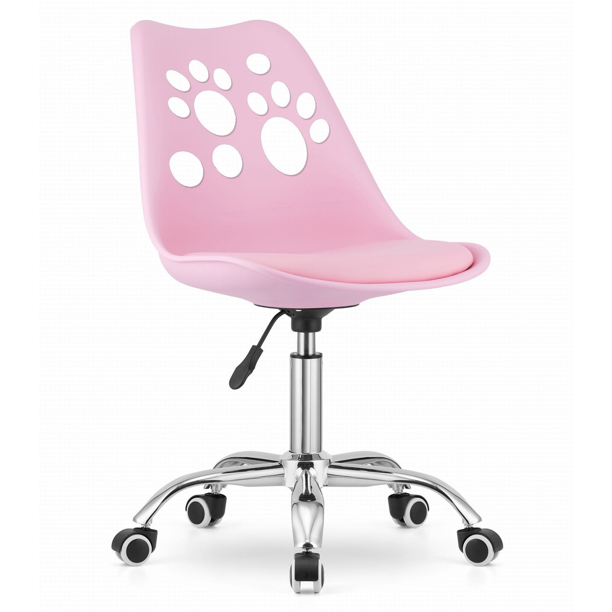 Sedia girevole PRINT rosa per bambini e ragazzi con decoro a zampe