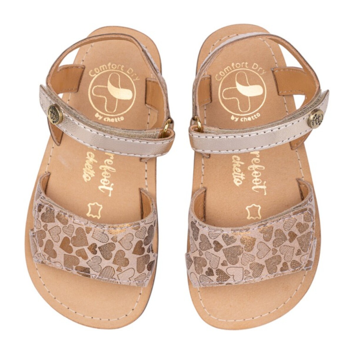 SANDALIA BAREFOOT PIEL CHETTO ESTILO CLÁSICO ORO