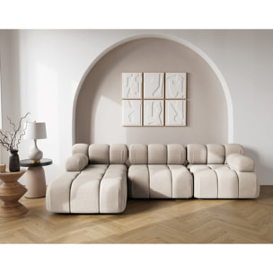 Ruby - canapé modulable d'angle gauche 4 places en velours texturé - Beige