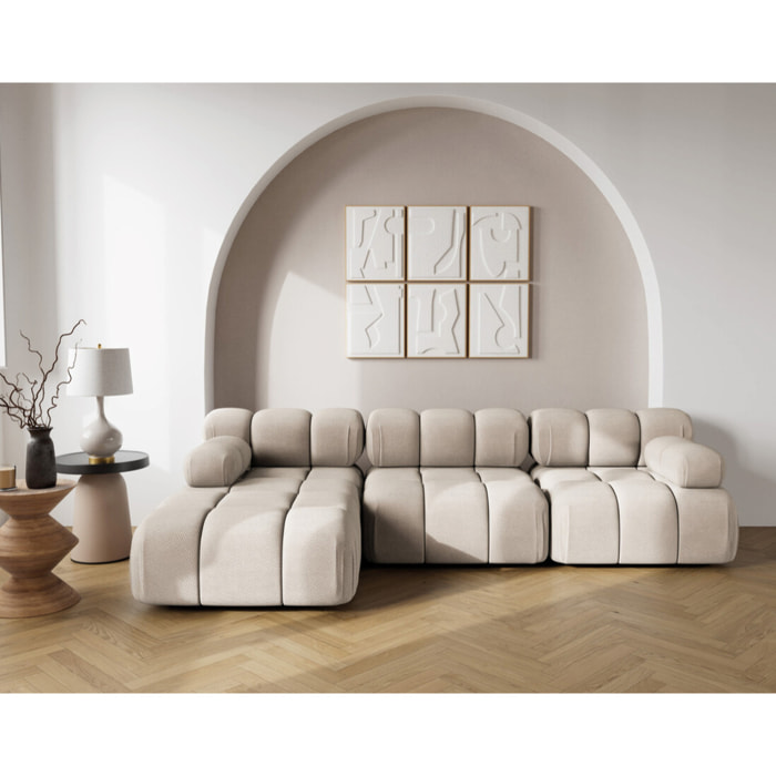 Ruby - canapé modulable d'angle gauche 4 places en velours texturé - Beige