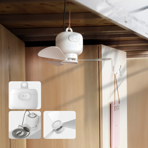 Ventilador de techo FS-6B de 27 cm. Con luz LED integrada y 3 velocidades. Cable de alimentación de 3 metros.