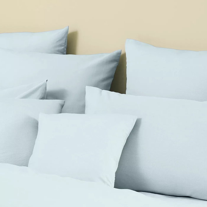 Taie d'oreiller lin & coton 160 g/m² uni bleu Le metis francais aqua