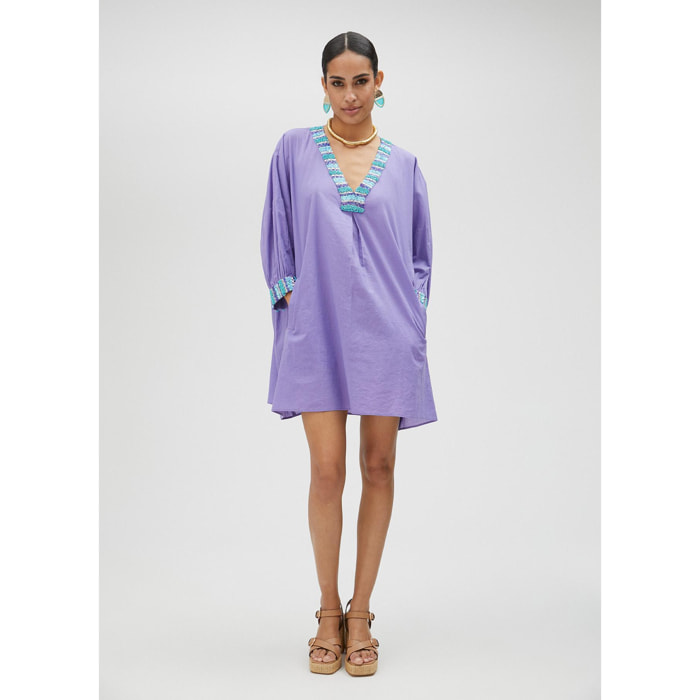 Abito kurta viola con tasche