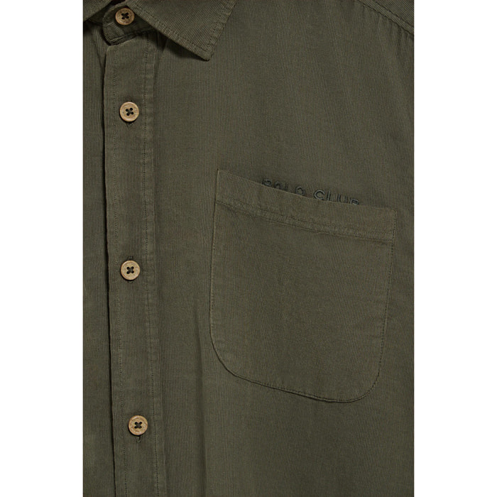 Camicia con tasche Massachusetts verde kaki con ricamo Polo Club
