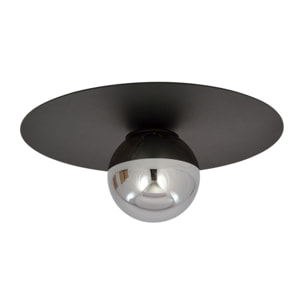 Lampada da soffitto SOLAR con struttura in metallo nero opaco e vetro grafite