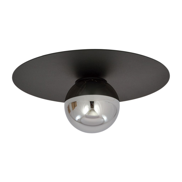 Lampada da soffitto SOLAR con struttura in metallo nero opaco e vetro grafite