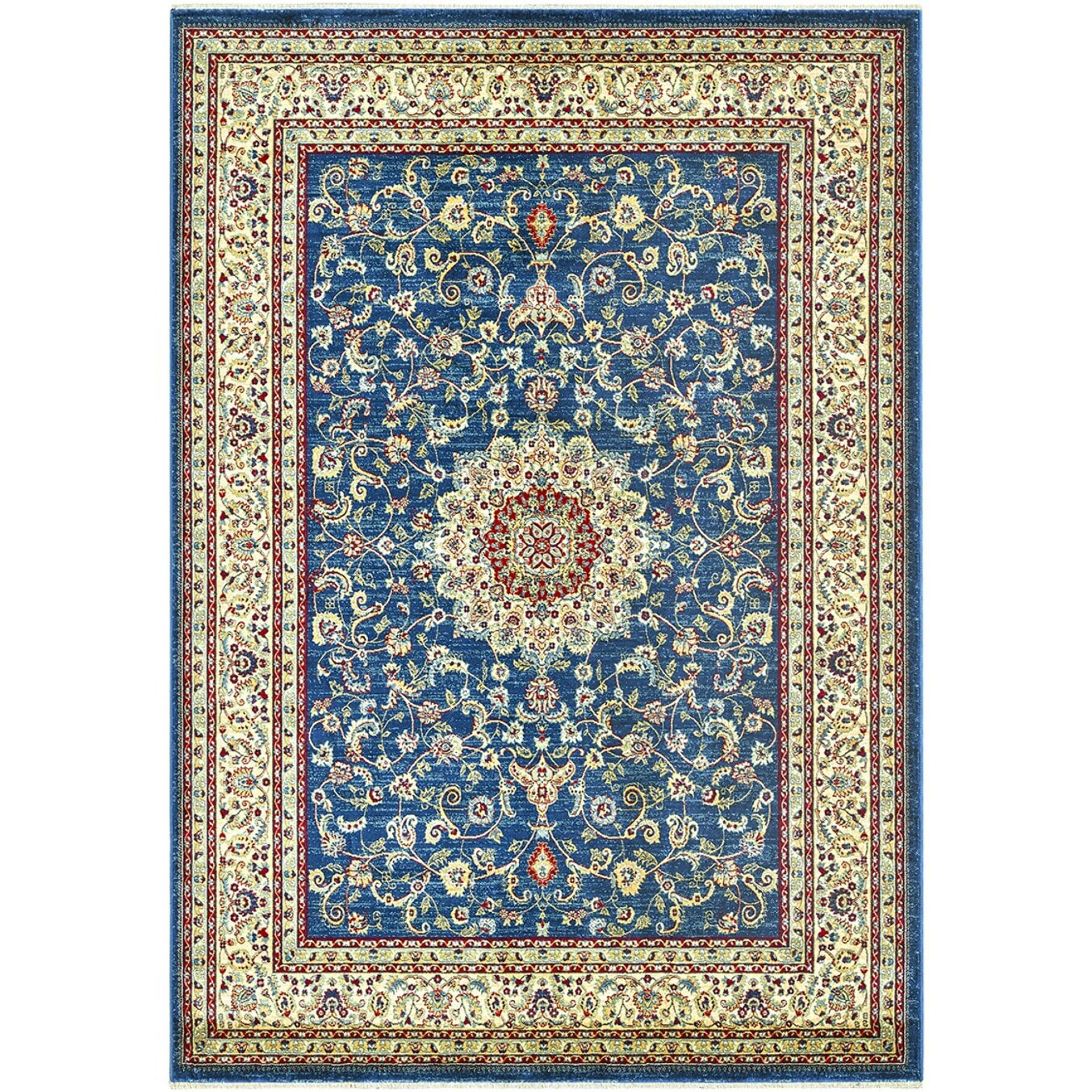 Tappeto Stile Persiano Disegno Medaglione Blu