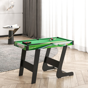 Mesa de Billar Plegable 104 cm, con Accesorios Incluye 16 Bolas, 2 Tacos, Tiza, Triángulo y Cepillo, Mesa de Billar Portátil para Niños y Adultos, Verde
