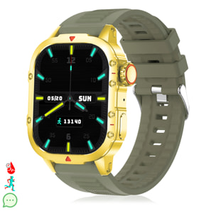 Smartwatch B04 con chiamate BT, notifiche push. Monitor sportivo e della salute. Corona multifunzione.