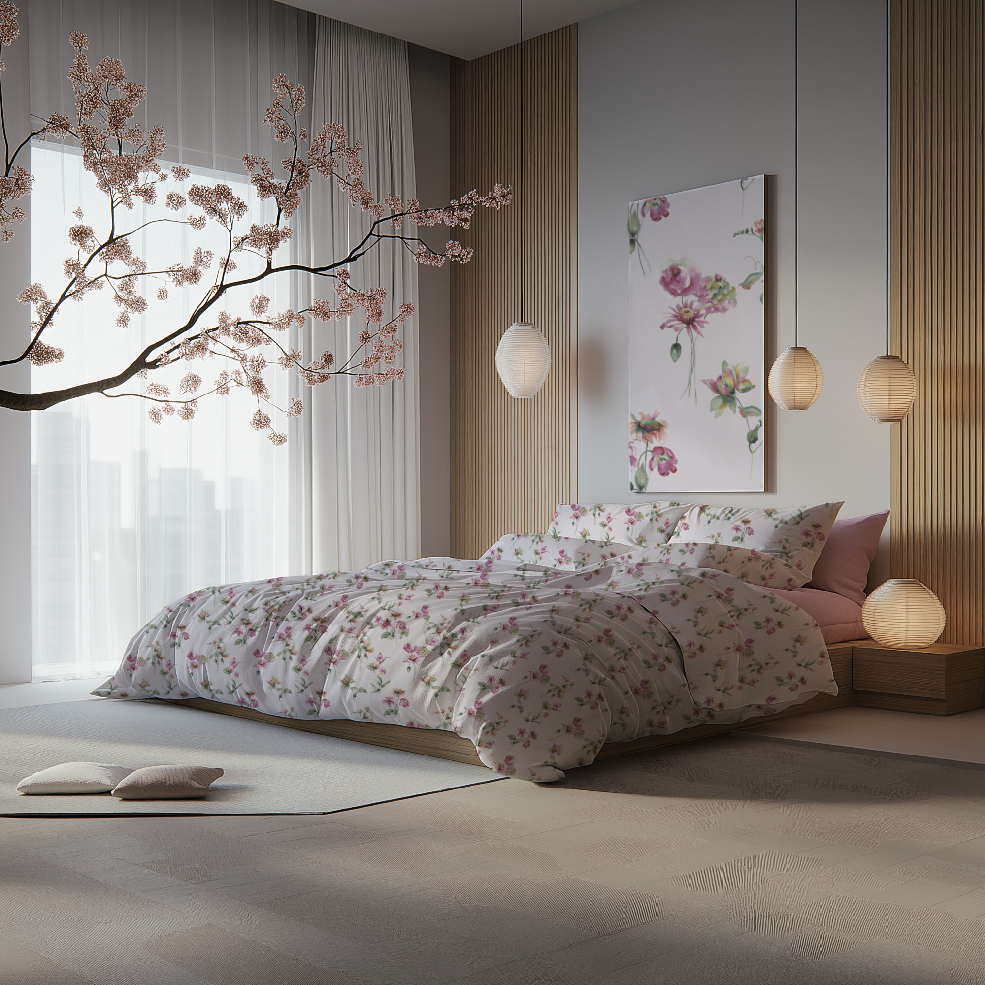 SARTORIALE Parure Copripiumino in Percalle Celine_Matrimoniale_Rosa Blush