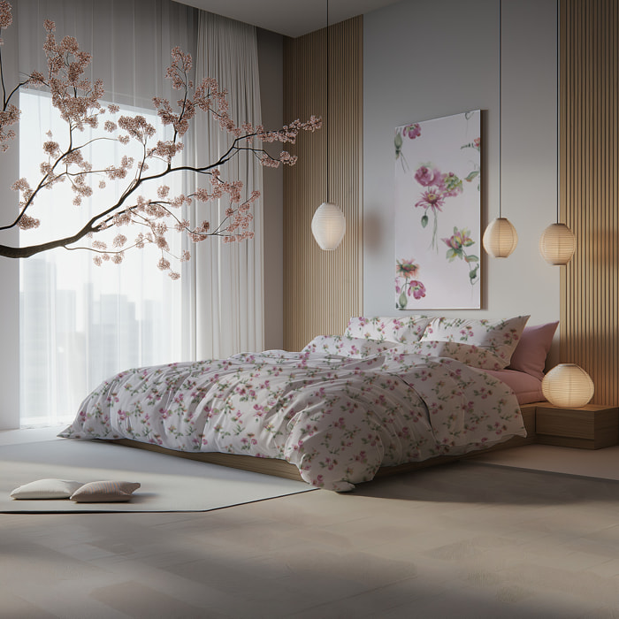 SARTORIALE Parure Copripiumino in Percalle Celine_Matrimoniale_Rosa Blush
