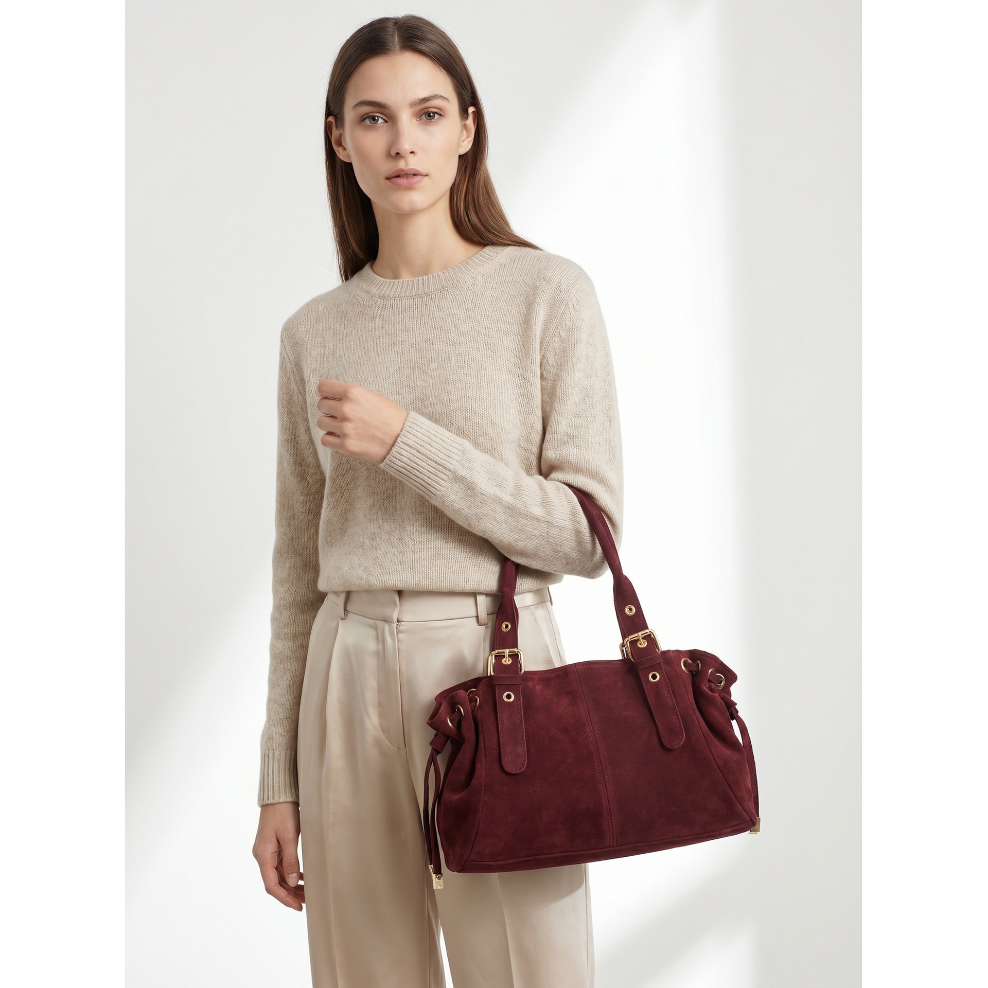 Borsa a mano da donna Made in Italy - Modello Lumena Lux - 100% pelle - 20.0 x 21.0 x 33.0 cm