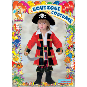 Costume Carnevale Capitano Dei Pirati Rosso Nero Bambino