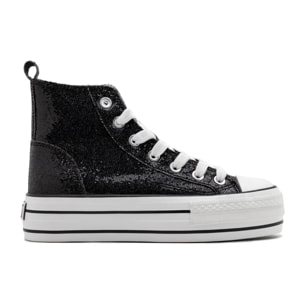 Zapatillas Altas de Glitter con Plataforma Negro B&W