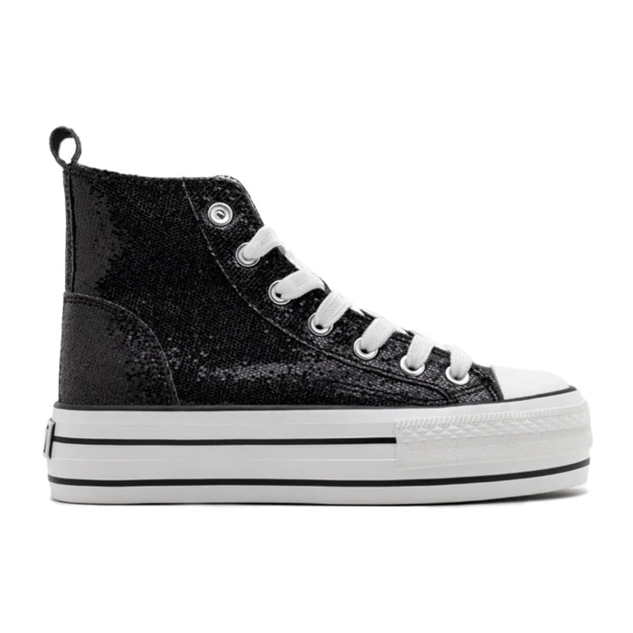 Zapatillas Altas de Glitter con Plataforma Negro B&W
