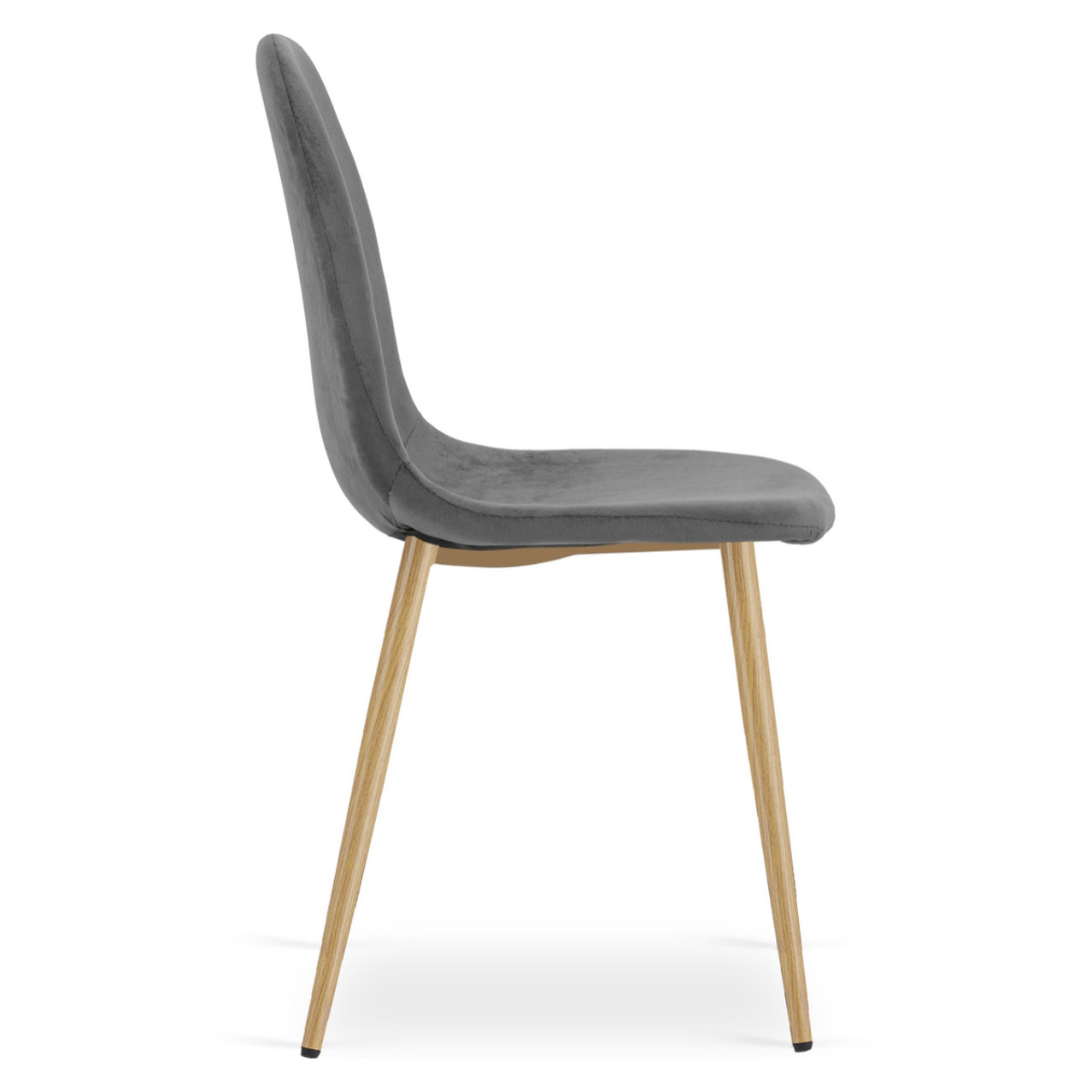 Sedia Padva in velluto grigio scuro con gambe effetto rovere