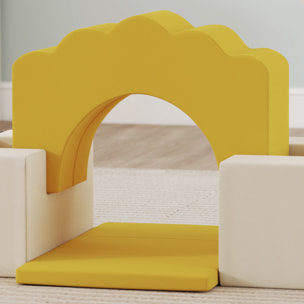 Juego de 7 Bloques de Espuma para Niños, Bloques de Psicomotricidad Infantil con Base Antideslizante, Montessori, Set de Escalada Suave Interior para Escalar y Gatear, 0,5-3 Años, Amarillo