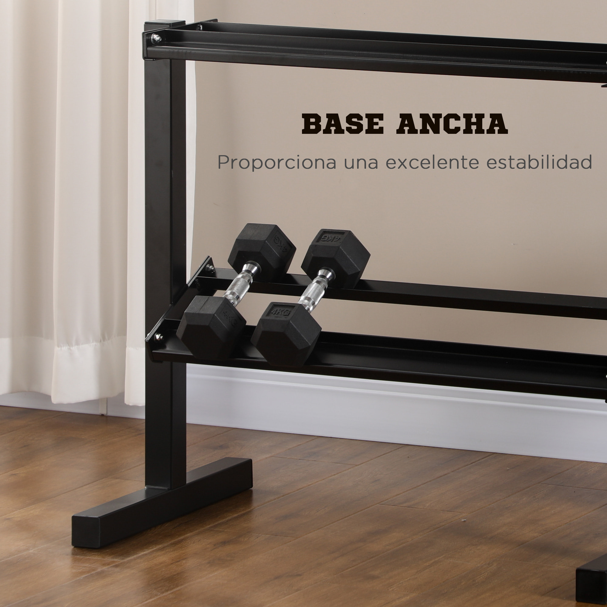 Estante para Mancuernas de 2 Niveles Soporte de Almacenamiento para Mancuernas de Acero para Gimnasio en Casa Carga 270 kg 92,5x50,5x80,5 cm Negro