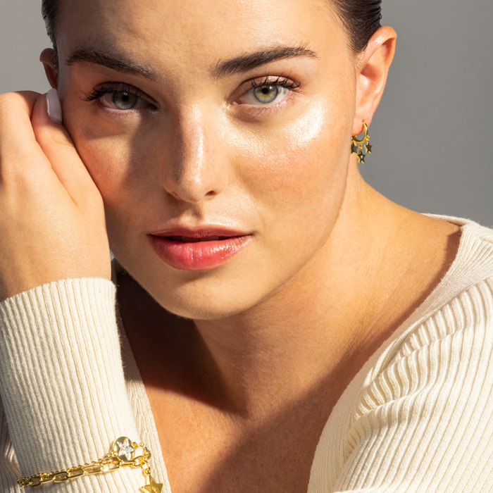 Pendientes de Circonita Brillante acabados en oro amarillo de 18K