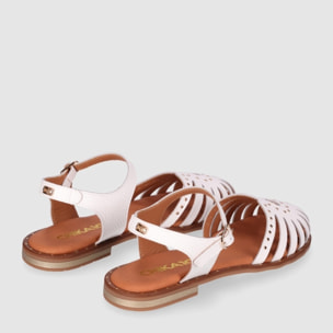 Sandalias de Piel - Blanco - Tacón: 1 cm