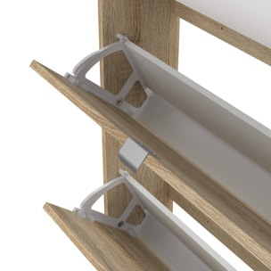 Scarpiera Angiolo, Mobile portascarpe, Armadio da ingresso multiuso, Mobiletto per calzature, 71x20 h182 cm, Quercia