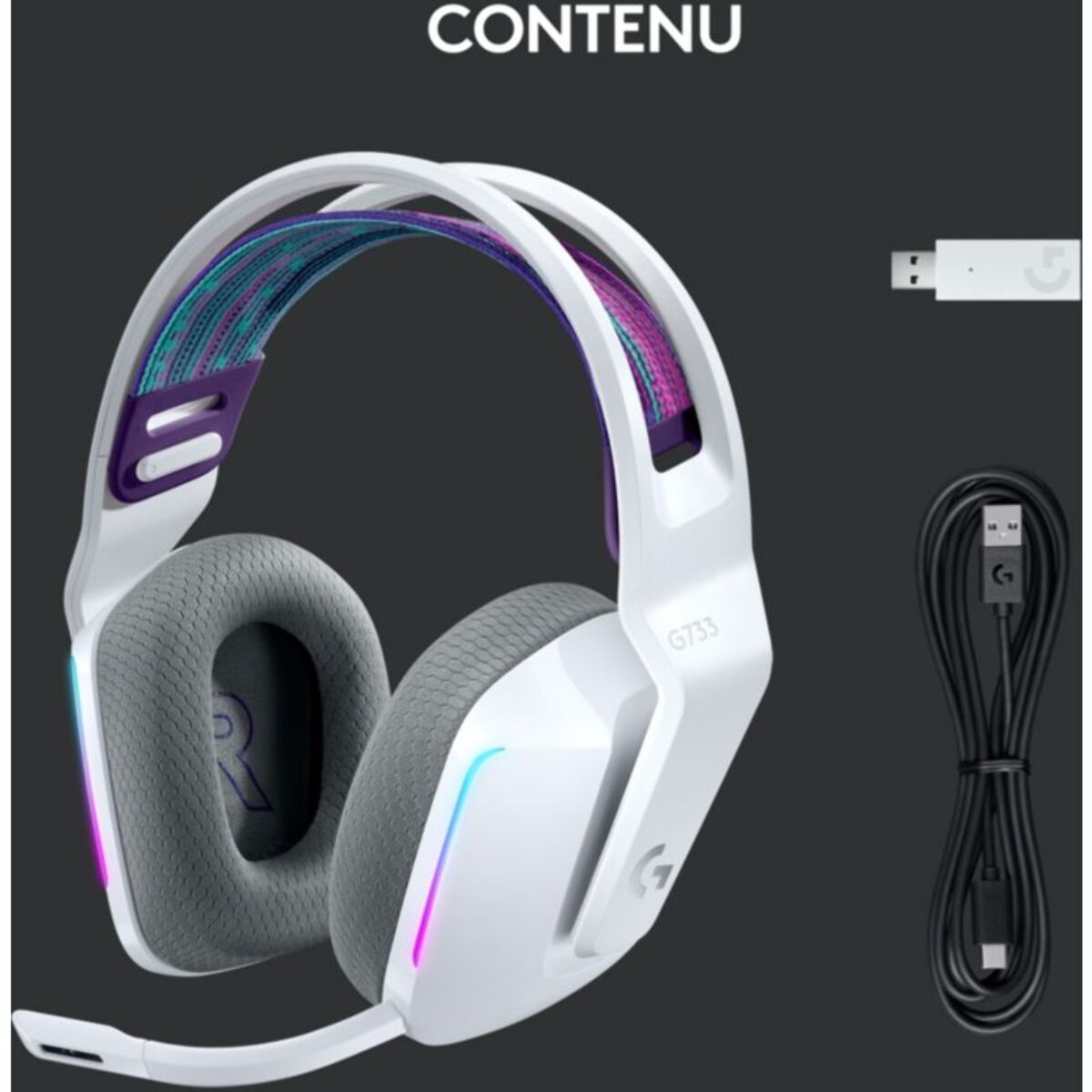 Casque gamer LOGITECH G733 Lightspeed White