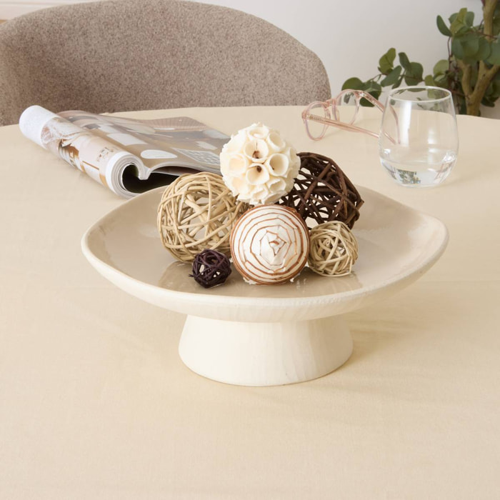 Coupe avec pied Aria en céramique D28 cm beige