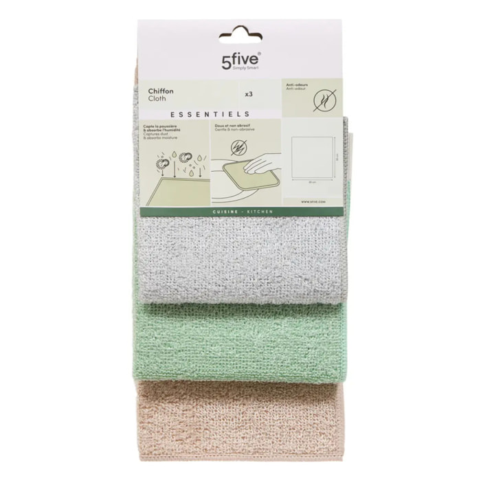 Lot de 3 chiffons microfibres 15x19cm