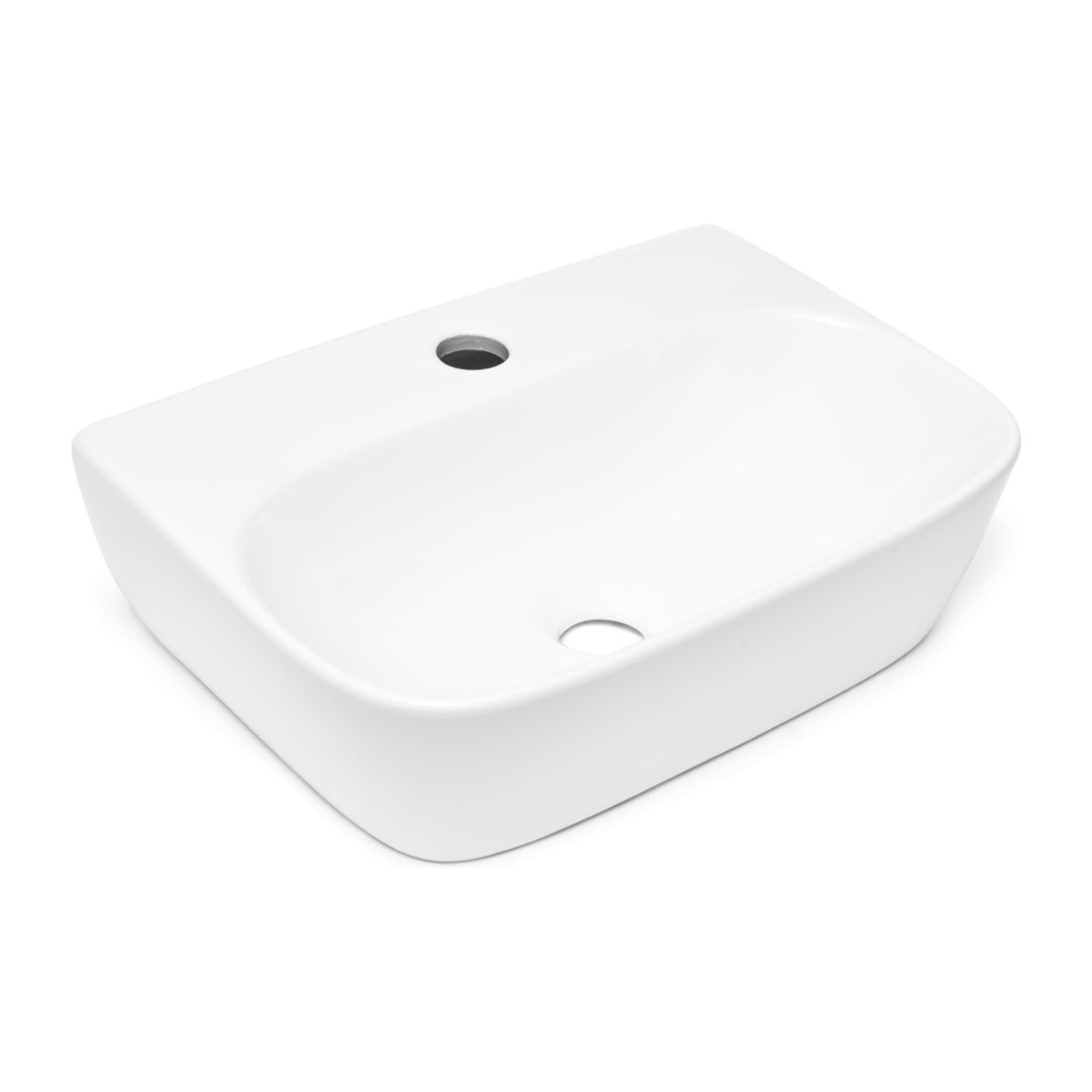 Brevis 43x30x13 cm lavabo suspendu en céramique, sans trop-plein, blanc + mitigeur lavabo Roca Arola (A5A326SATBRE4330R)