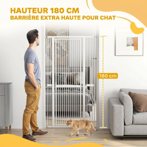 Barrière de sécurité chien L.77-104 x H.180cm acier sans perçage blanc