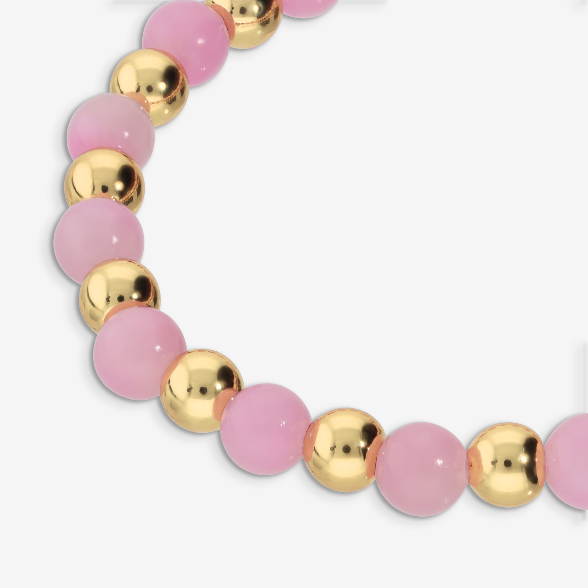 Bracciale Elastico con Giada Rosa e Bead Lucide