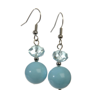 J-Line Boucle D'oreille Crist+Perle Turquoise