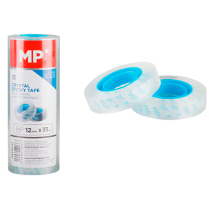 SET 12 pz NASTRO ADESIVO CRISTALLO 12 mm x 33 m