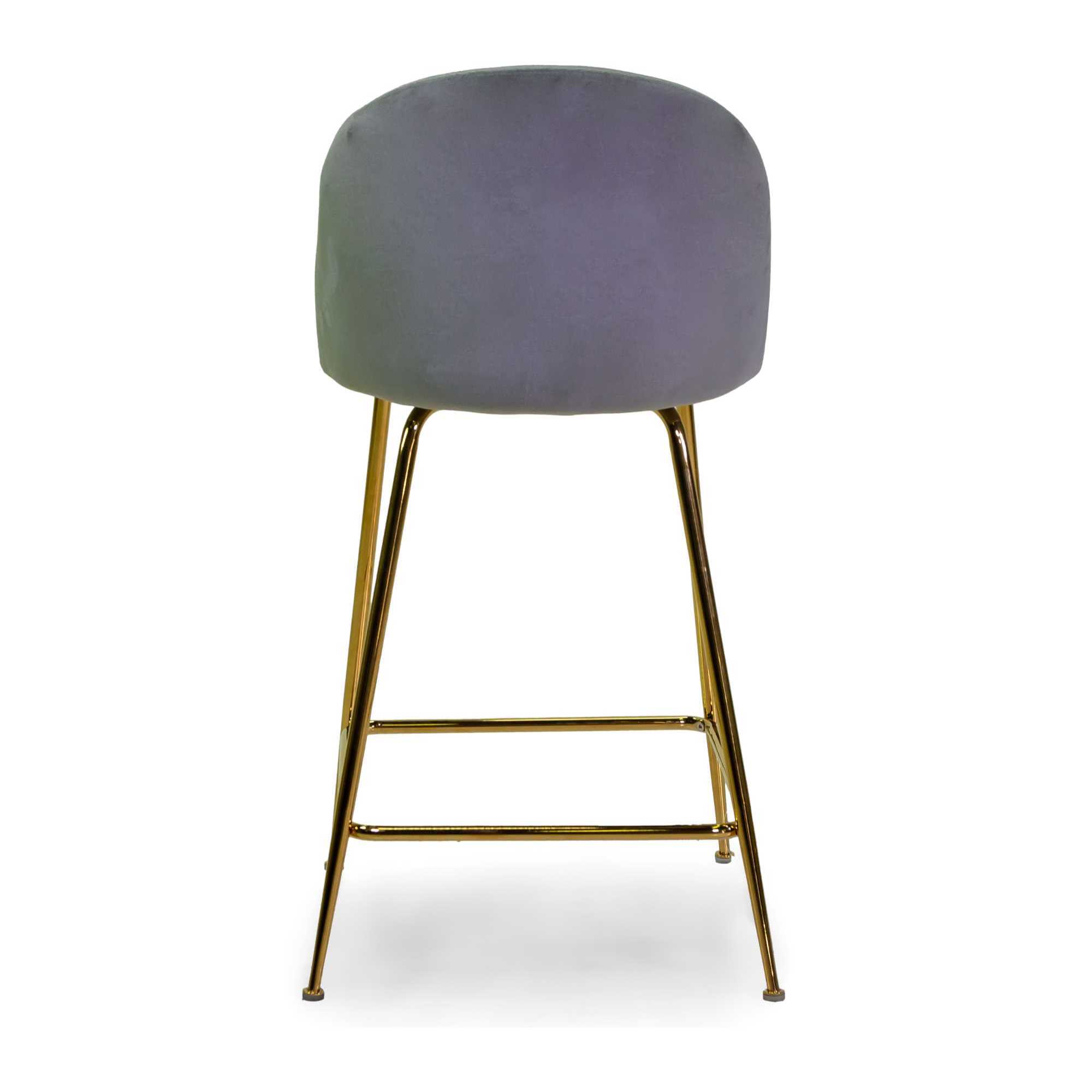 Sgabello Sammi Vacchetti in velluto grigio con struttura oro cm44x48h91