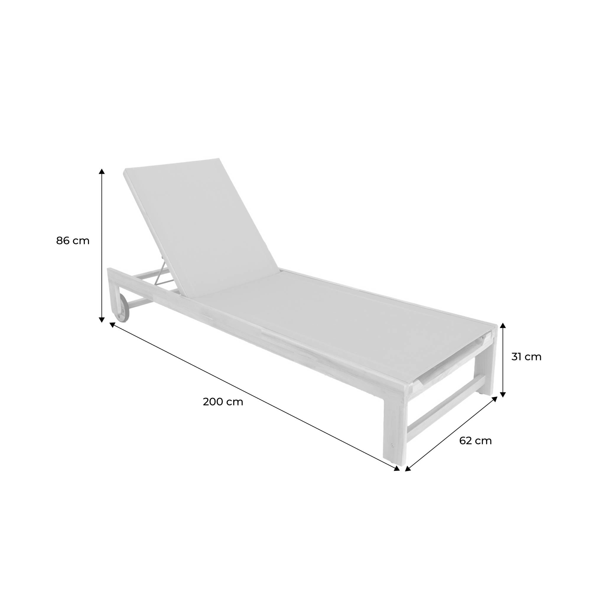 Lot de 2 bains de soleil en bois d'acacia et textilène kaki. multi positions avec roulettes