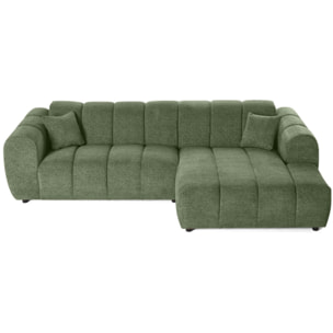 Curtis - canapé d'angle droit 4 places en tissu texturé - Vert