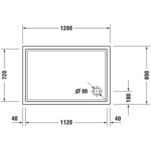 Receveur de douche 120 x 80 DURAVIT Starck Slimline