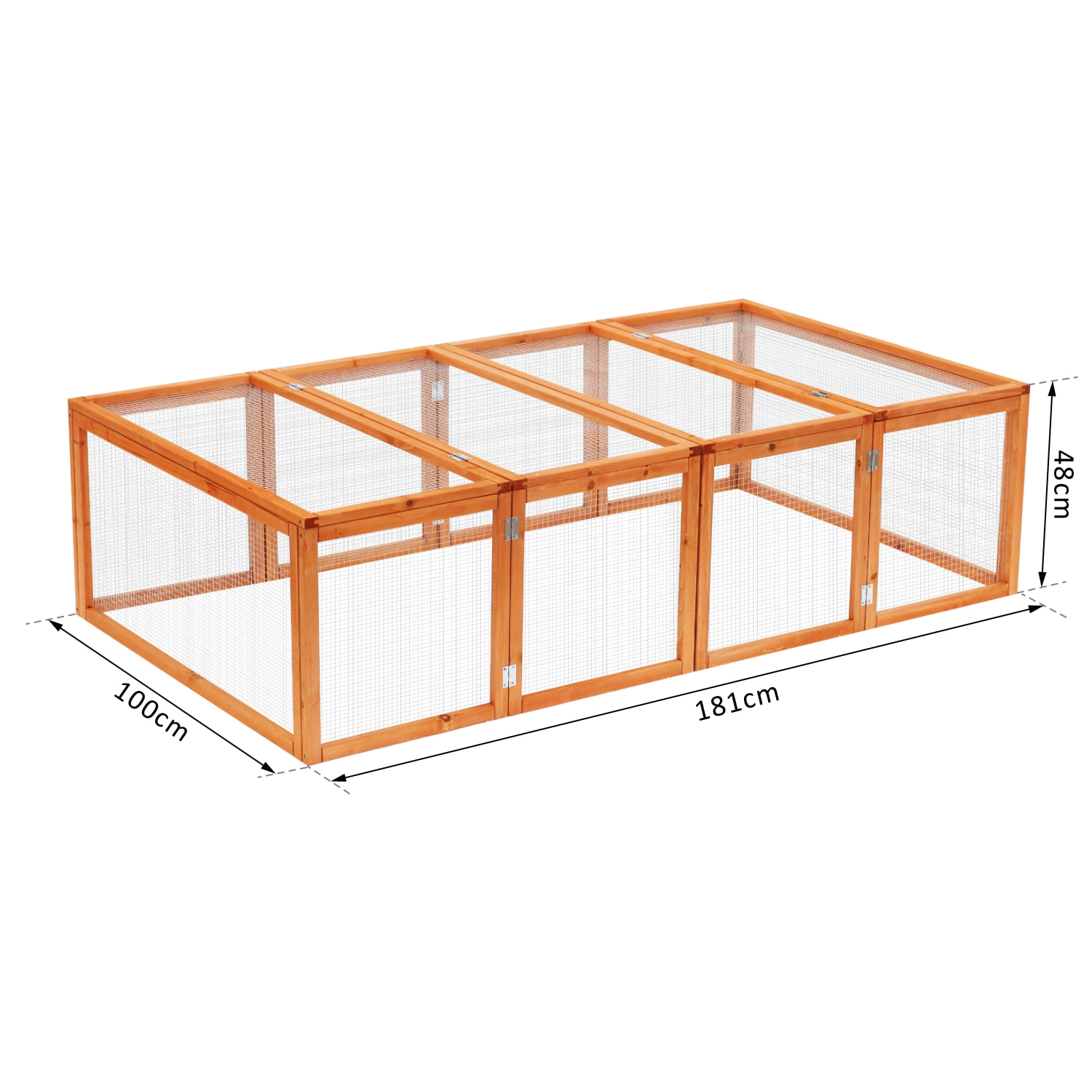 Clapier cage à lapins extérieur intérieur pliable 2 portes supérieures 181L x 100l x 48H cm bois massif pin