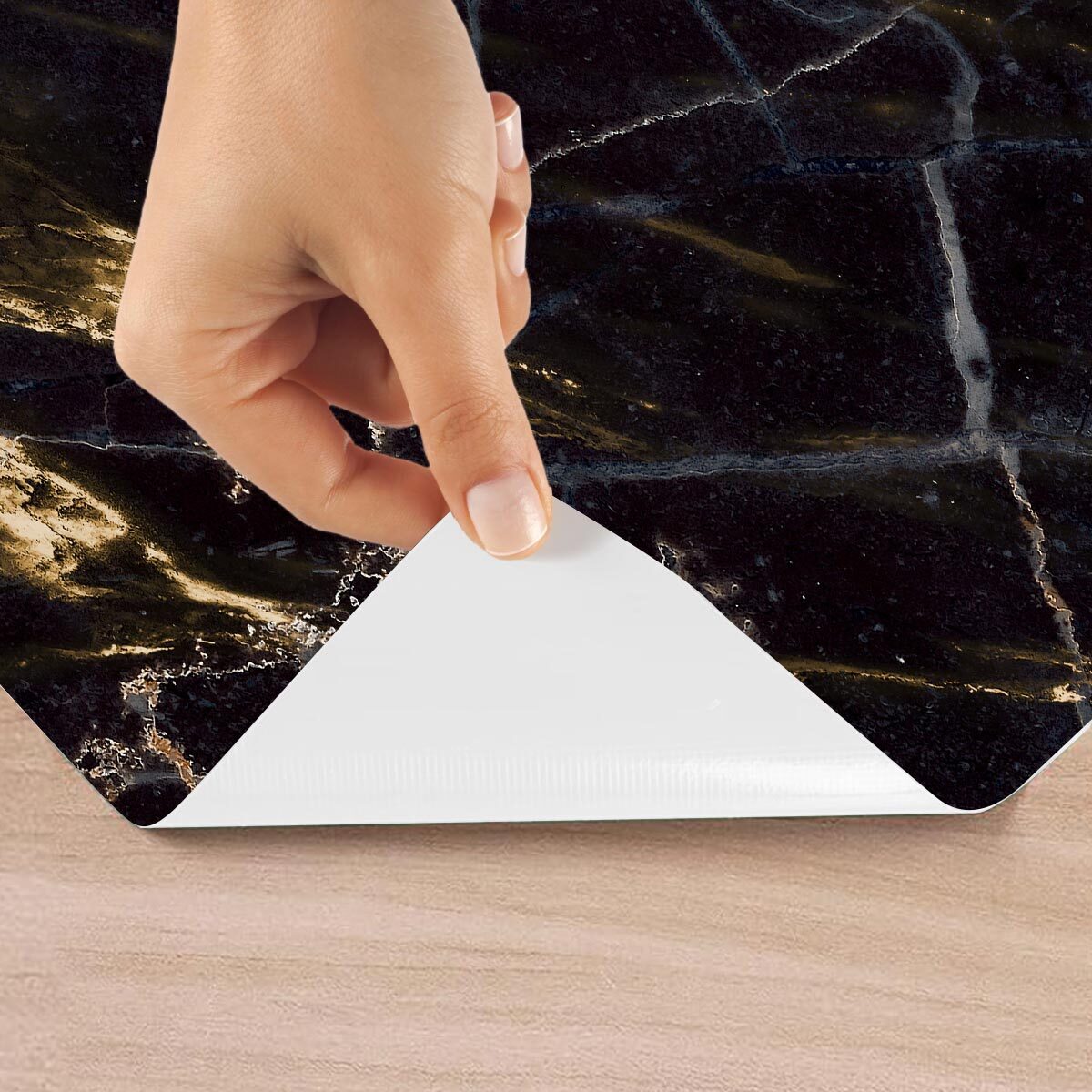 Rouleau revêtement adhésif vinyle au mètre - Sticker lavable Cuisine Meuble Armoire Porte - MARBRE FONCÉ DE BANGKOK