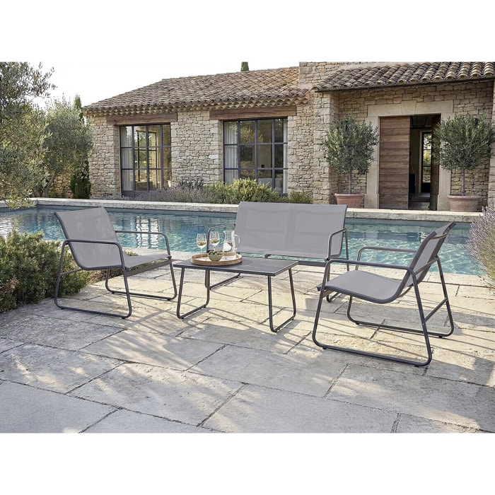 Salon de jardin en métal "Fortaleza" - 4 places - Gris clair