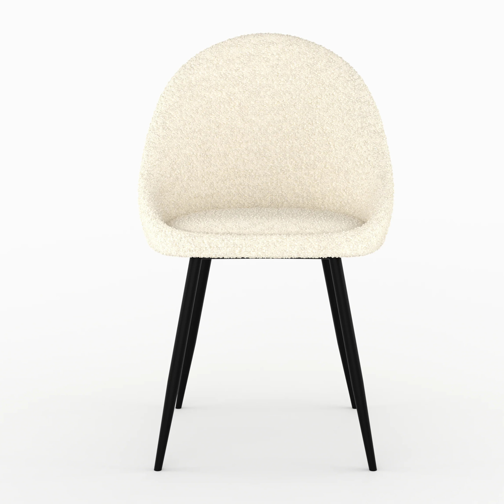 Lot de 2 chaises en tissu bouclé blanc cassé - Rona