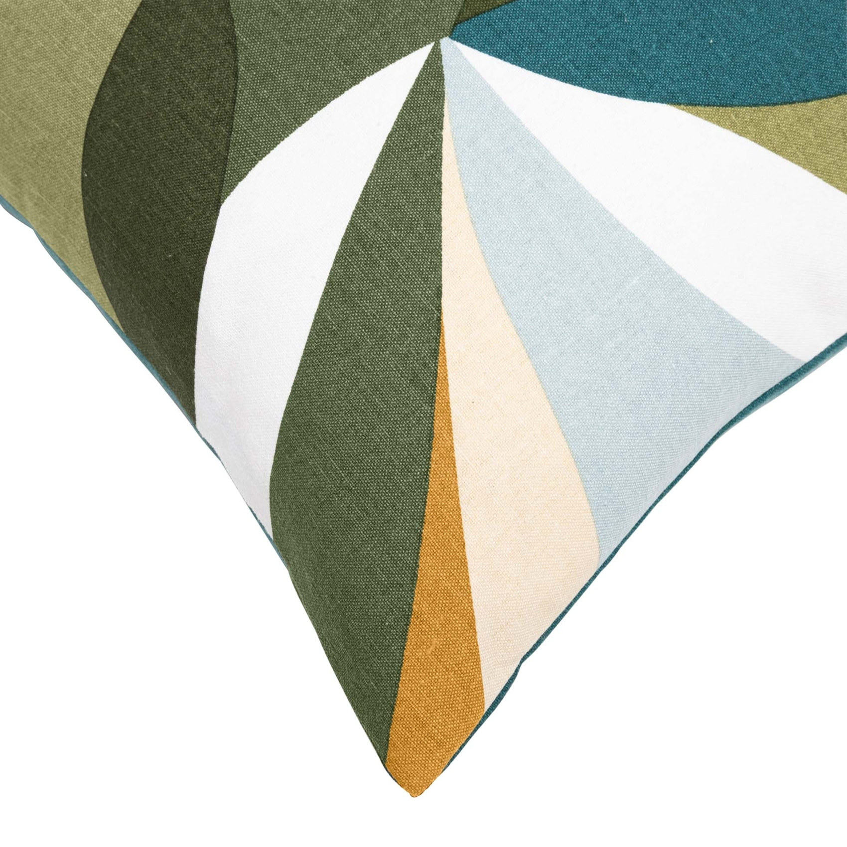 Coussin polycoton motif feuilles graphiques - Bleu