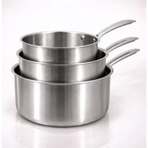 Lot de 3 casseroles en acier inoxydable - tous feux TRIPLY