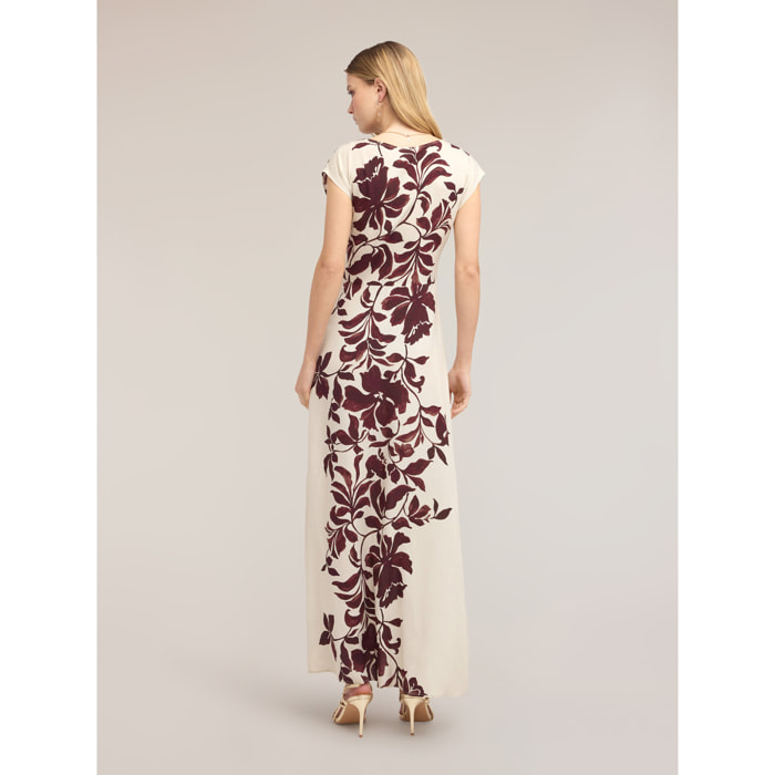 Motivi - Vestido largo de viscosa con estampado - Burgundy