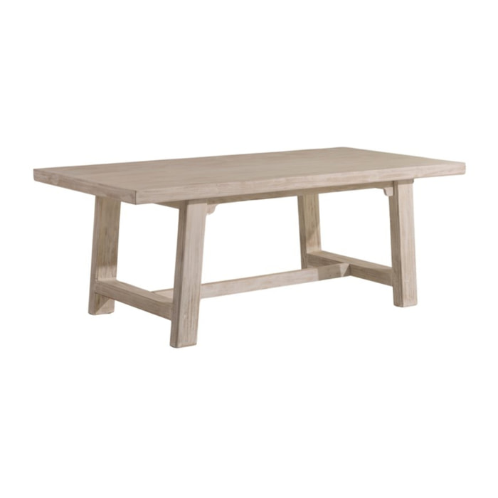 Table à manger Oblak -bois massif d'araucaria-couleur blanc shabby 200 x 75 x 100 cm