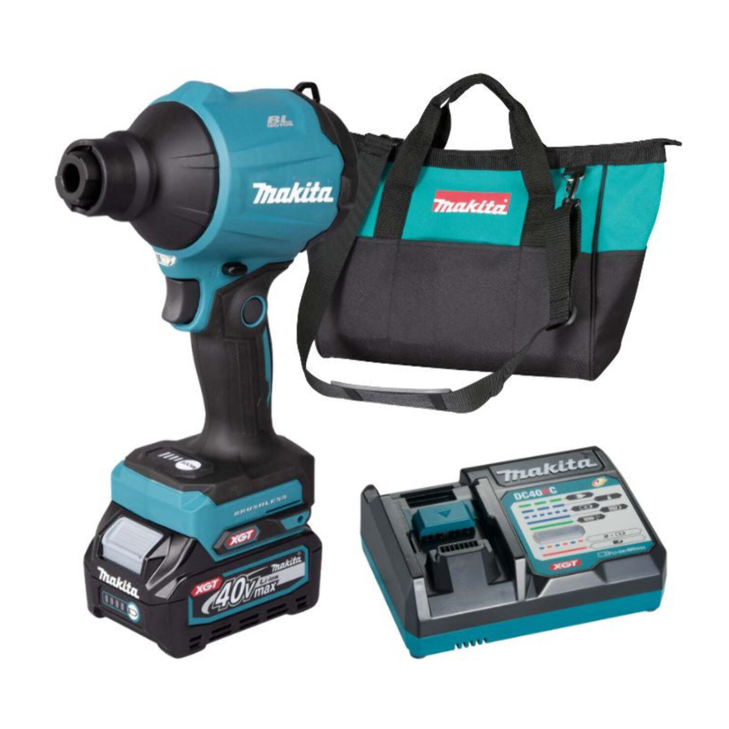 Souffleur à poussière sans fil 40V max XGT - MAKITA - avec 1 batterie 40v 2.0Ah - chargeur - sac - AS001GA101