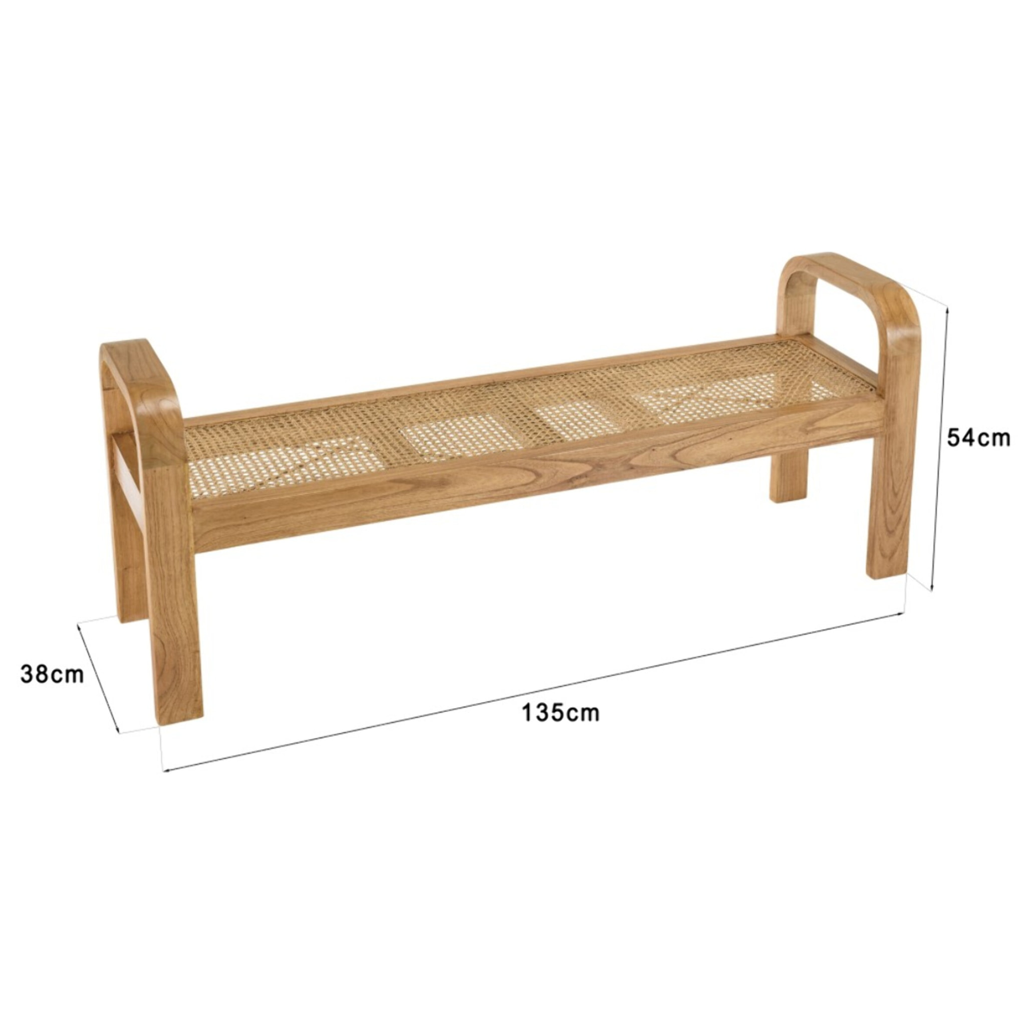 LAUREN - Banc 2 places bois de Mindi et rotin naturel