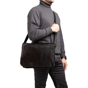 Borsa a tracolla  da uomo In Vera pelle Made in Italy 30x38x12 cm