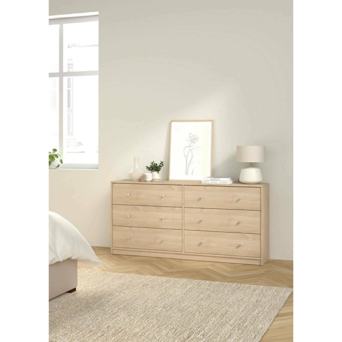 Credenza Rick, Buffet da soggiorno, Madia da salotto, Dispensa da cucina, 143x30 h68 cm, Rovere