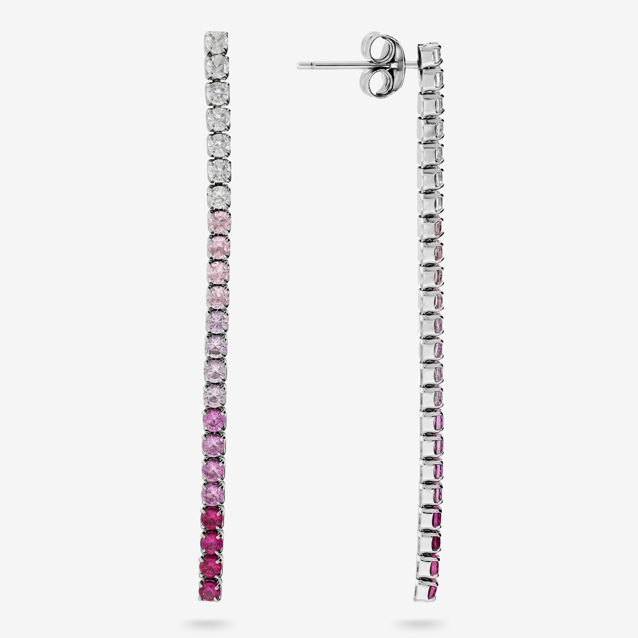 Orecchini Tennis con Cubic Zirconia Rosse Effetto Degradé